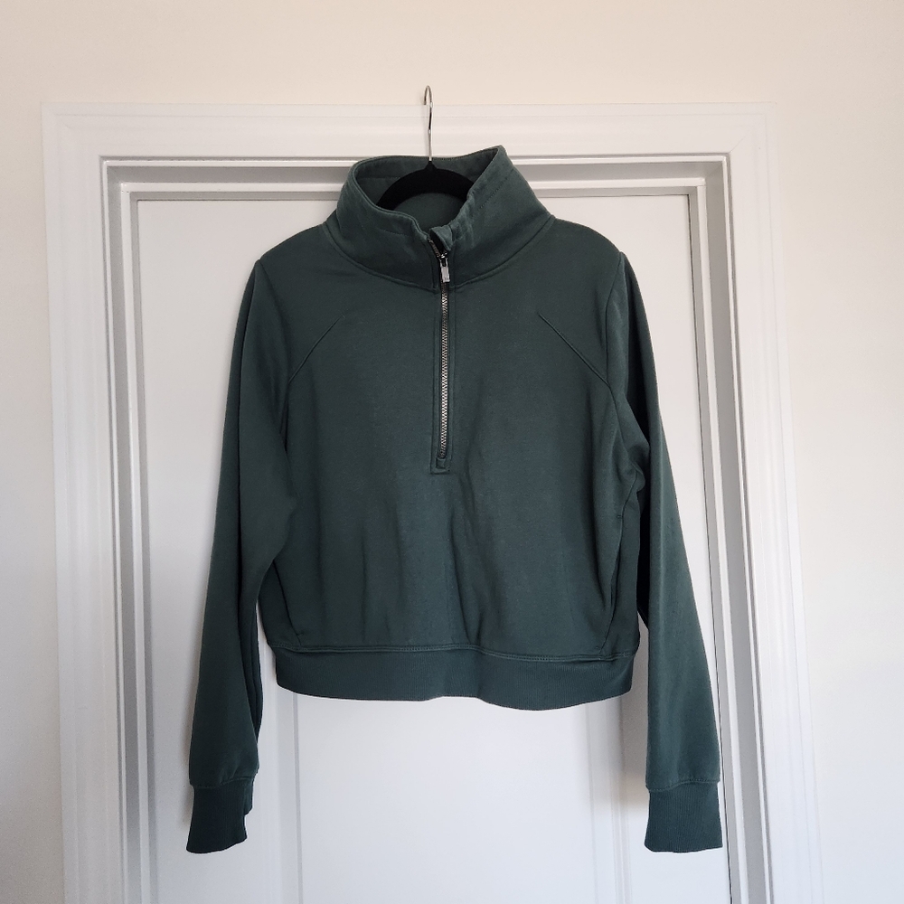 All in Motion Dark Green Half-Zip Fleece Sweatshirt Pullover